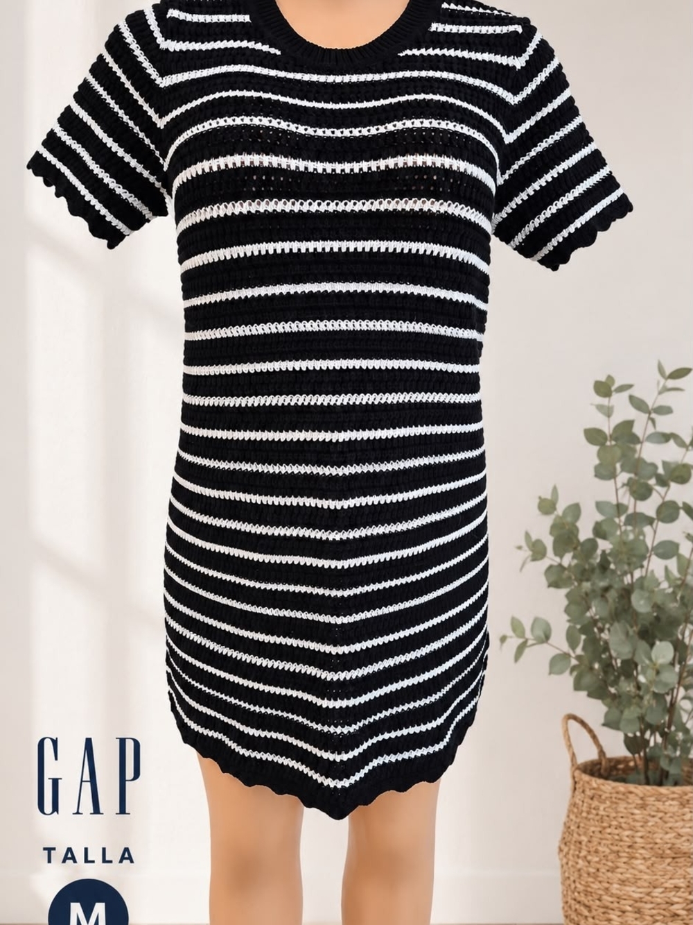 GAP Black & White Striped Knit Dress